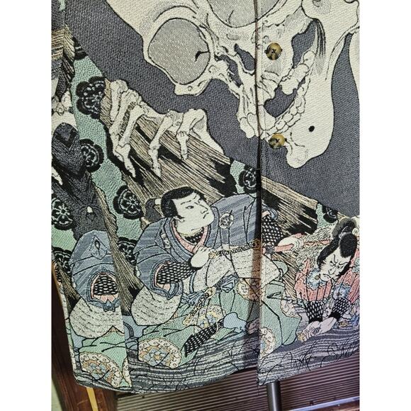 Rebel Vengeance LARGE All Over Print Japanese Samurai Skull Short Sleeve Jacket - Picture 4 of 14